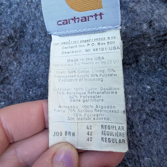 Vintage Carhartt Blanket Lined Duck Canvas Jacket - Sandstone Size 42 -J09 - Picture 3 of 15